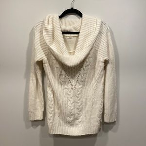 Mock neck cable knit sweater